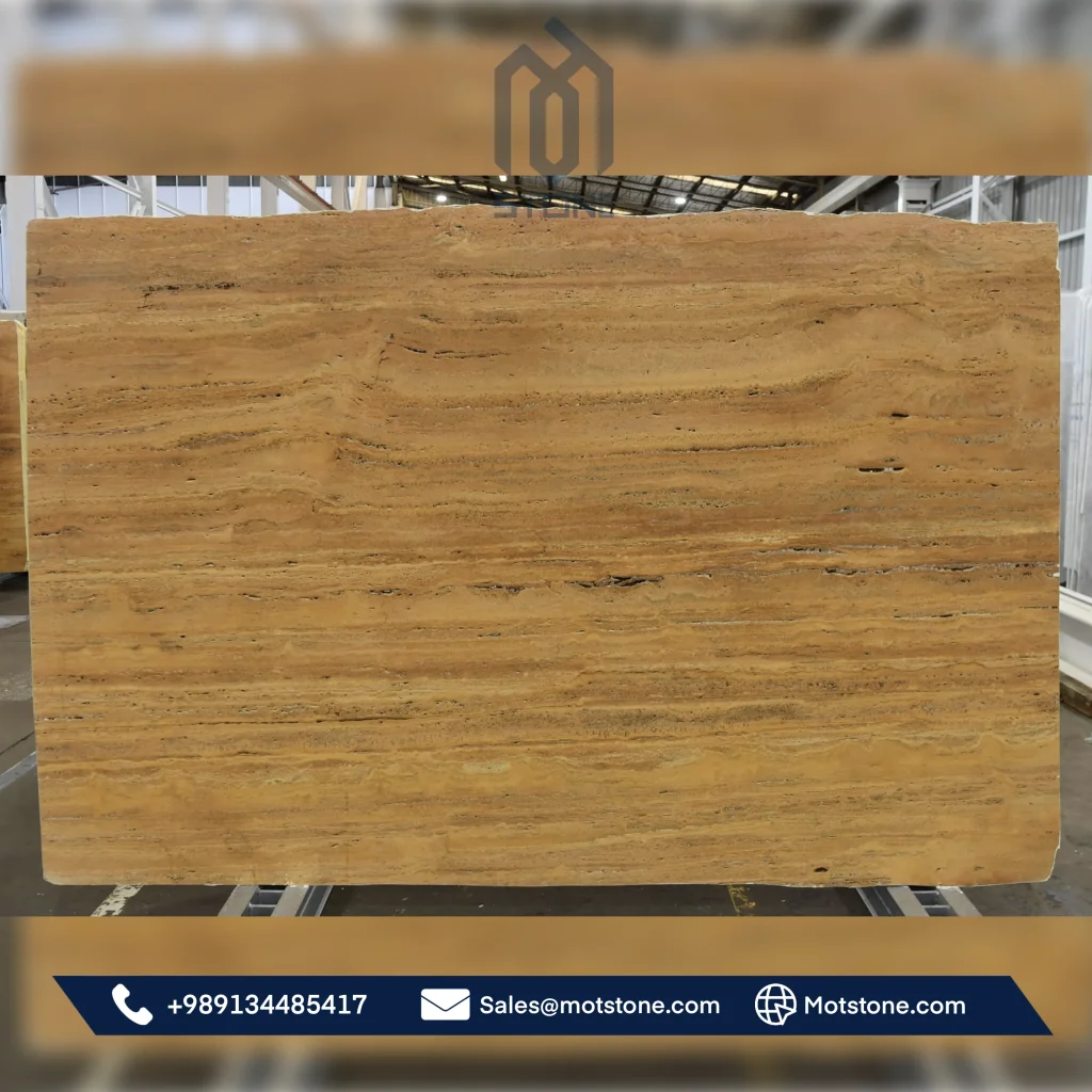 yellow travertine slab