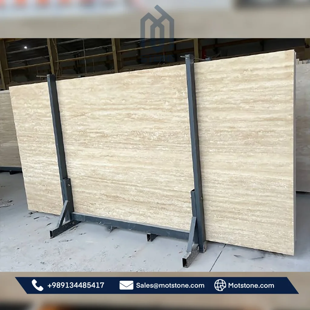 cream travertine slab