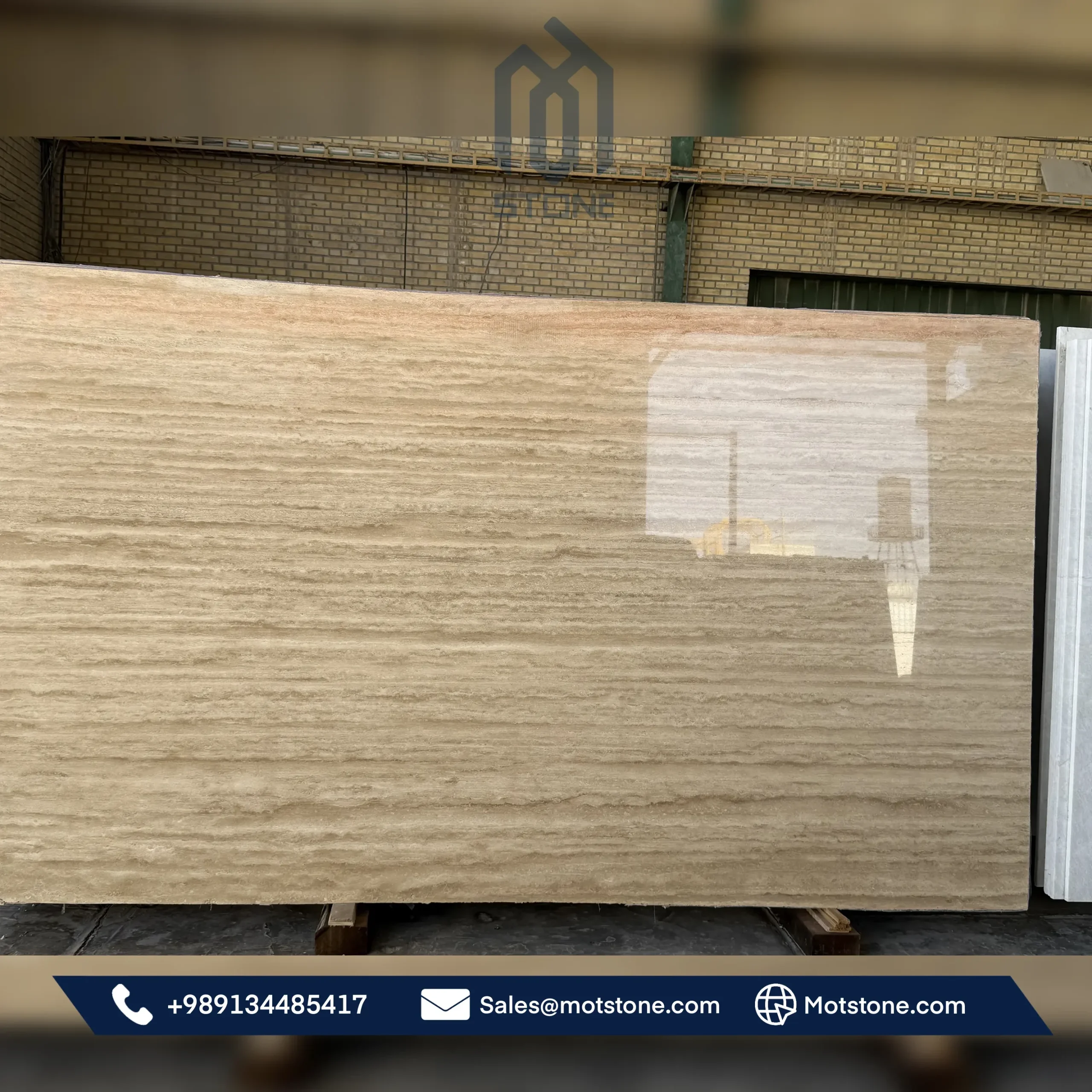 cream travertine slabs