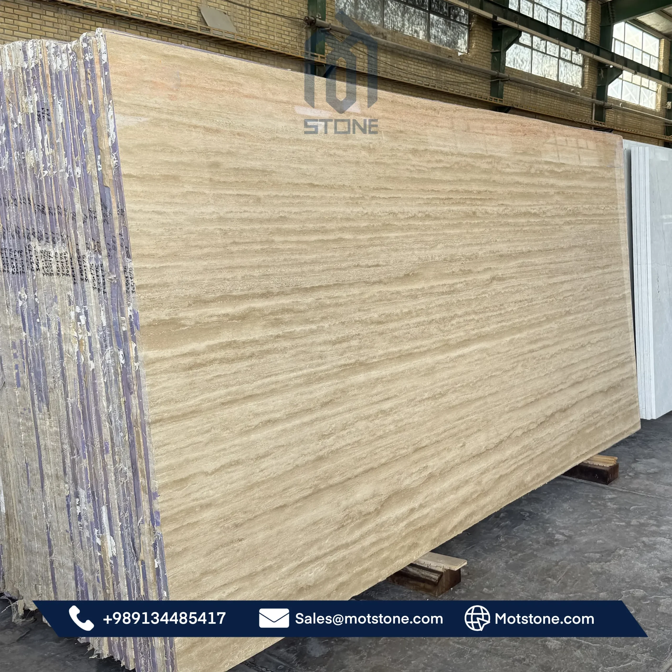 cream travetine slab