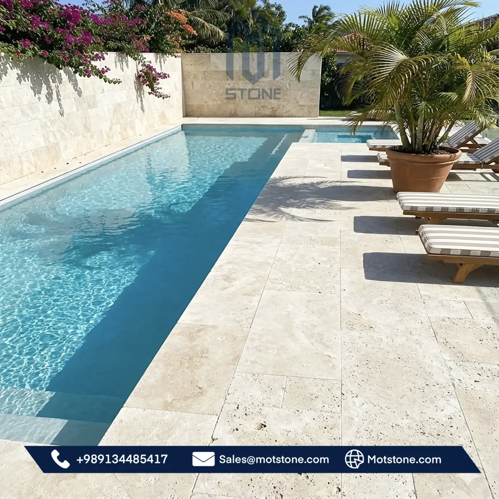 application of white travertine