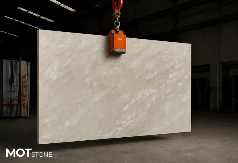 crema marfil marble slab