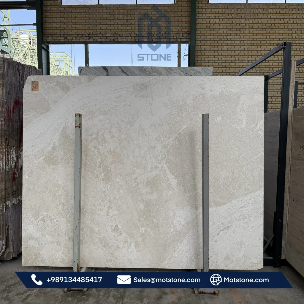 white travertine slab