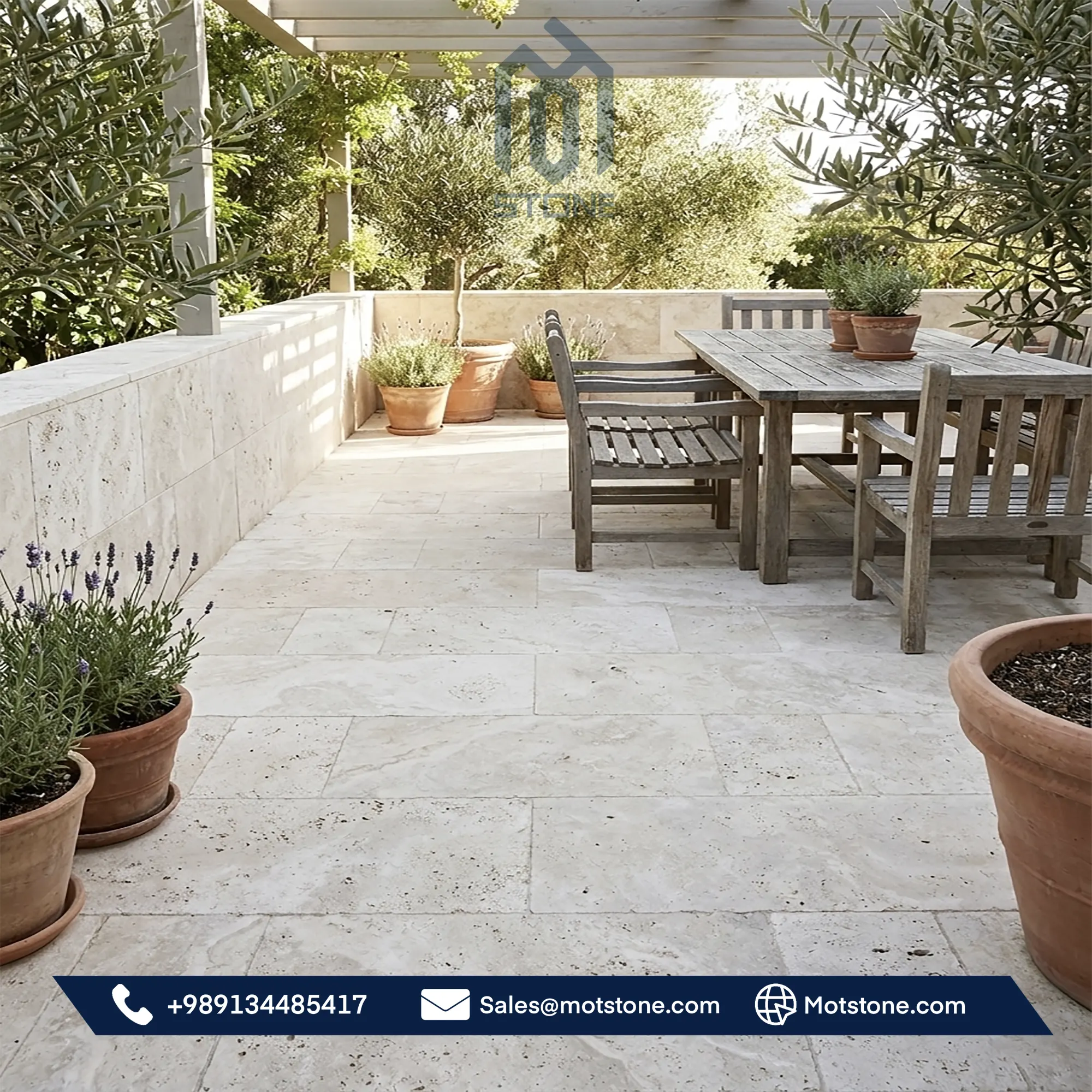 Белая травертиновая плита