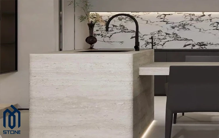 application of white travertine