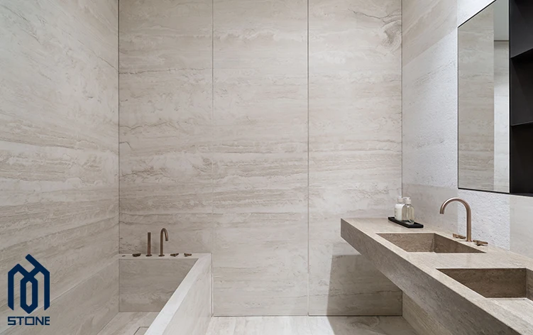 white travertine wall cladding