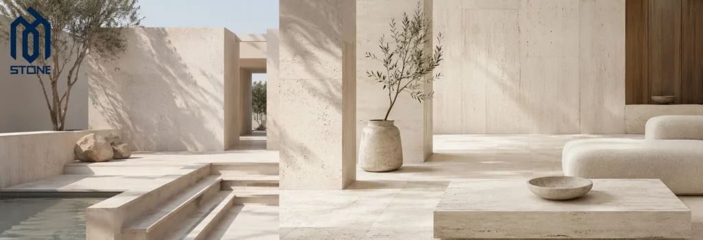 White Travertine Applications in Architecture and Interior Design