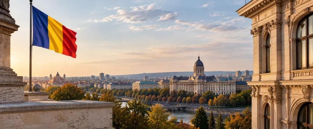 Golden-Hour Panorama of Bucharest
