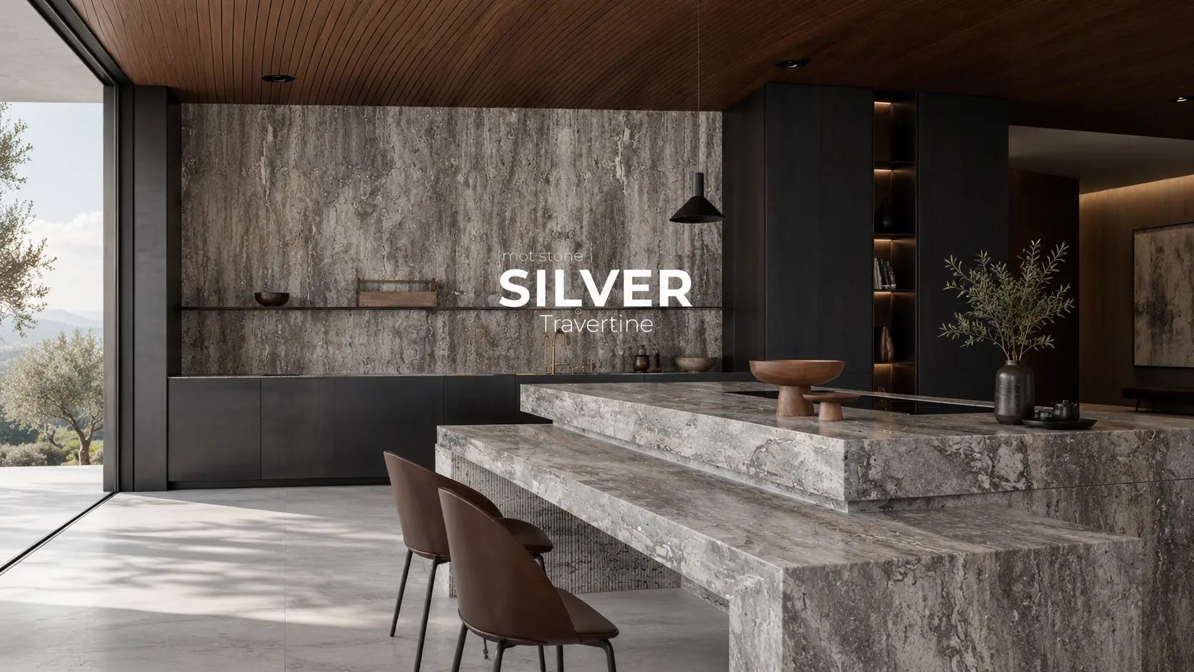 Silver and Grey Travertine